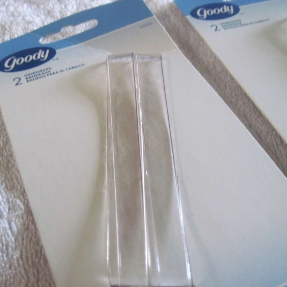 2 Clear Plastic Goody Hairwraps Hair Head Bands Old Product 2002 80's Hippie